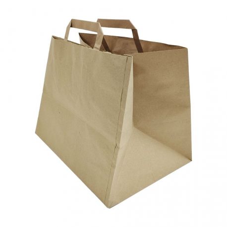 Bolsa papel 100% reciclado Full Kraft 32 + 22 x 25cm (250 uds)