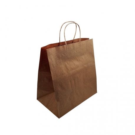 Bolsas Papel Asa Rizada Kraft Reciclables 24 + 11 x 32cm (250 uds)