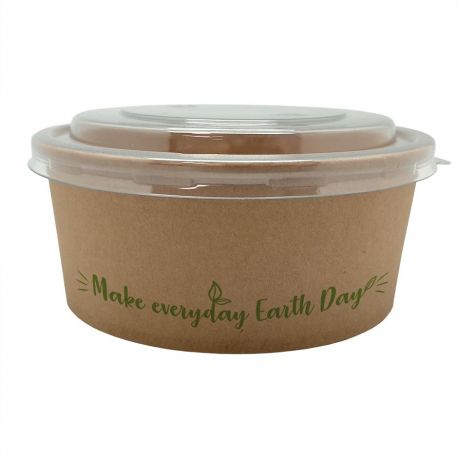 Ensaladeras de cartón "Make everyday earth day" 700cc con tapa (24PAQx11uds: 264 uds)