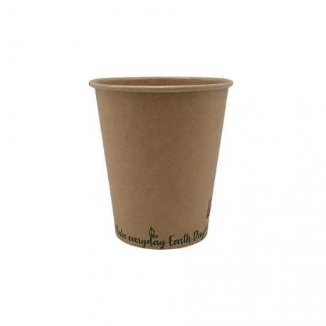 Vasos de papel Kraft "Make everyday earth day" Ø80mm 240ml (8Oz) (1.000 uds)