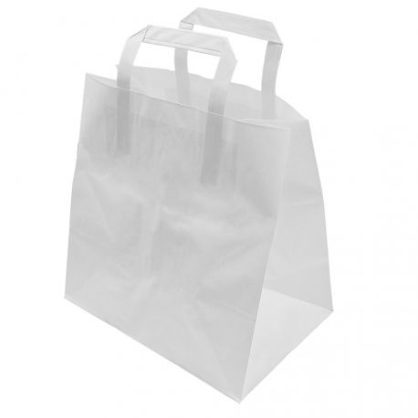 Bolsa Asa Plana base ancha Blanca 26 + 18 x 25cm (250 uds)