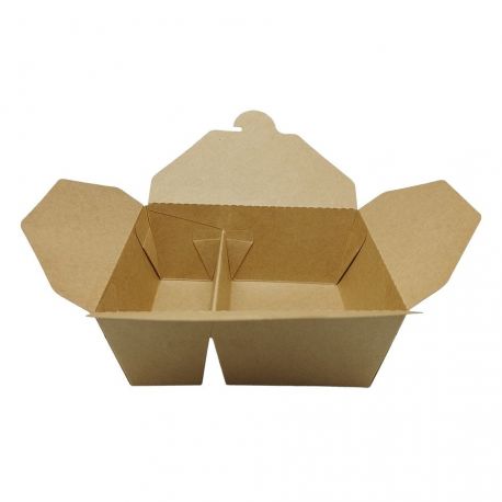 [ERPAMU000282] Envase take-away kraft 2 compartimentos 150 x 120 x 65mm (300 uds)