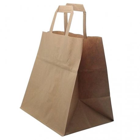 [BOPASA000017] Bolsa Asa Plana base ancha Kraft 32 + 12 x 40cm (250 uds)